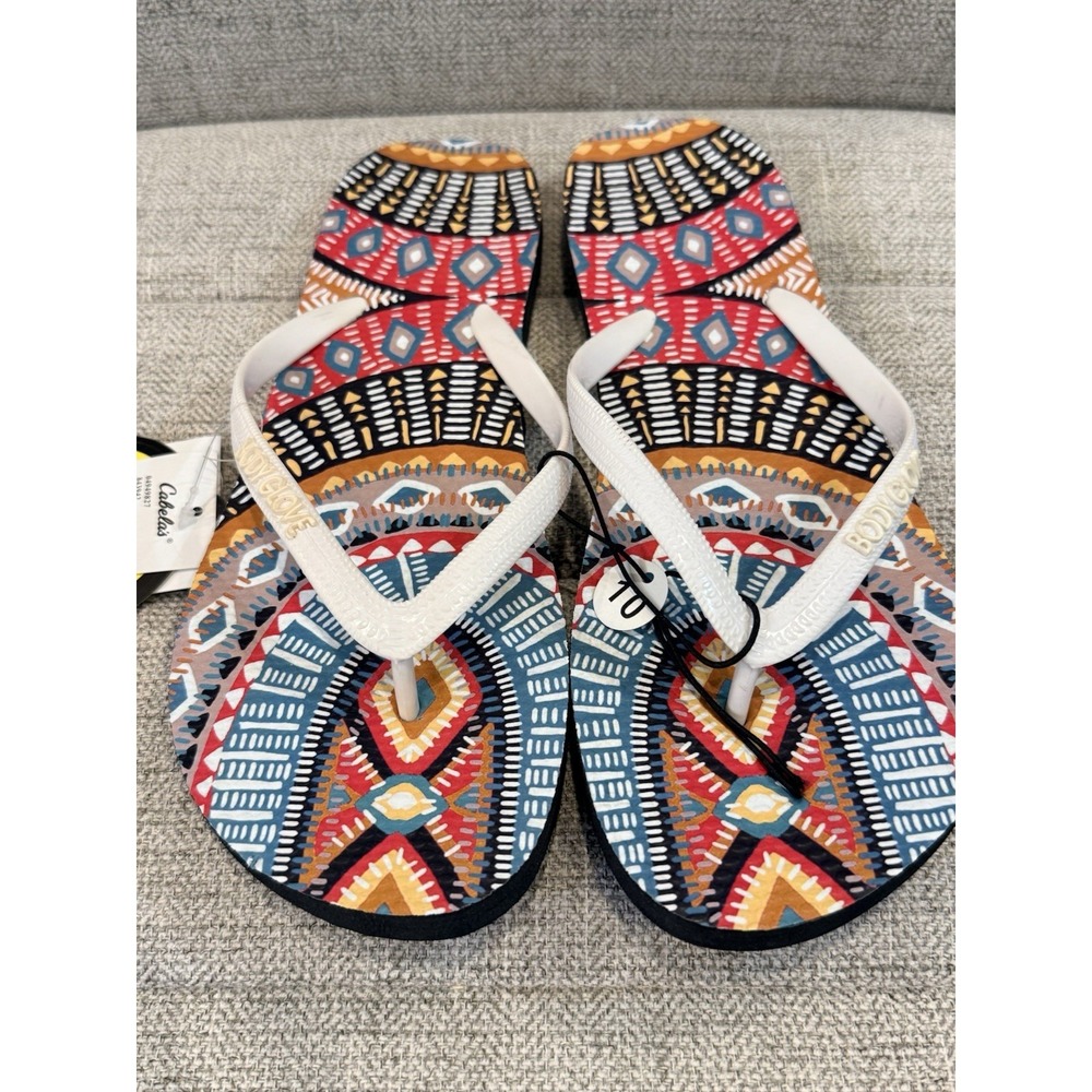 NWT…Body Glove Flip Flop Sandals Womens Size 10 Multicolor Print
